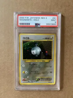 Pokemon PSA 9 Mint Japanese Neo 2 Discovery Magnemite Holo 81 - Image 1