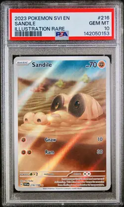 POKEMON PSA 10 SANDILE ILLUSTRATION RARE 216/198 SCARLET e VIOLET ENGLISH 2023! - Image 1