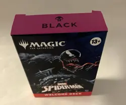 SDCC 2025 HASBRO MAGIC THE GATHERING SPIDER-MAN WELCOME DECK BLACK VENOM WHITE - Image 1