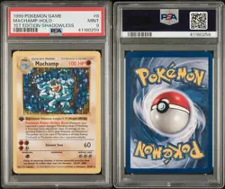 1999 POKEMON MACHAMP #8 HOLO - 1ST EDITION - SHADOWLESS PSA 9 - Image 3