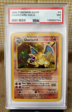 1999 RARE POKEMON BASE SET UNLIMITED CHARIZARD HOLO #4 PSA 7 NEAR MINT ENGLISH!! - Image 1