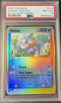 2003 Pokemon Black Star Promo 010 Mudkip Reverse PSA 8 NM-MT - Image 1