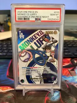 2025 One Piece Promo LA Dodgers One Piece Night Monkey D Luffy PSA 10 - Image 1