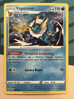 Pokemon Card - Vaporeon - Cosmos Holo Promo (030/185) Vivid Voltage NM - Image 1