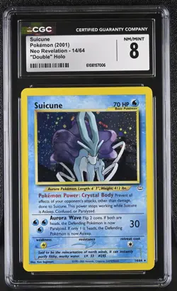 CGC 8 NM- Mint Suicune 2001 Neo Revelation 14/64 "Double" Holo Pokemon Card - Image 1