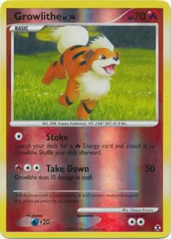Growlithe - 63/111 - Common - Reverse Holo HP, English Pokemon Rising Rivals - Image 1