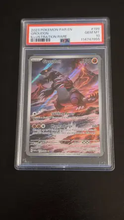 2023 Pokemon Paradox Rift Groudon Illustration Rare IR 199/182 PSA 10 Gem Mint - Image 1
