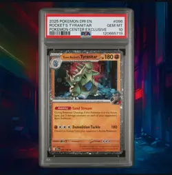 PSA 10 DESTINED RIVALS POKEMON CENTER STAMPED PROMO TEAM ROCKET'S TYRANITAR 096 - Image 1