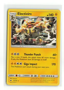ELECTIVIRE 43/147 BURNING SHADOWS NON HOLO RARE POKEMON TCG NM - Image 1