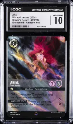 2024 DISNEY LORCANA #220/204 ARIEL CGC 10 GEM MINT - Image 1