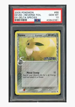 PTCG Pokemon PSA10 Eevee Reverse Foil 2005 68/113 EX Delta Species English - Image 1
