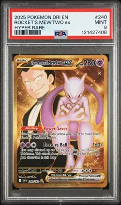 PSA 9 TEAM ROCKET'S MEWTWO EX 240 2025 POKEMON DESTINED RIVALS HYPER RARE - Image 1
