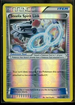 Pokemon STEELIX SPIRIT LINK 106/114 - XY Steam Siege - Rev Holo - MINT - Image 1