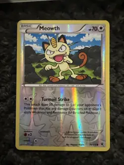 Pokemon - Meowth - 74/124 - Common - Reverse Holo - XY - Fates Collide - NM - Image 1