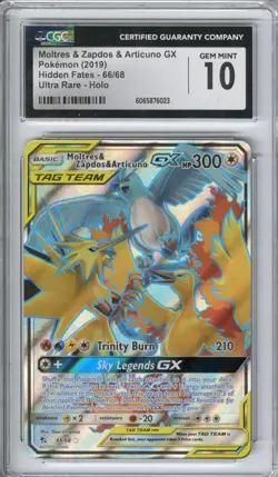 Moltres & Zapdos & Articuno GX #66/68 (Hidden Fates), Pokemon, CGC 10 (GEM MINT) - Image 1