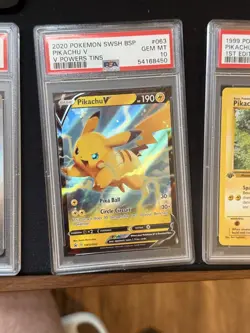 PIKACHU V V POWERS TINS SWSH BLACK STAR PROMO PSA 10 2020 POKEMON #SWSH063 - Image 1