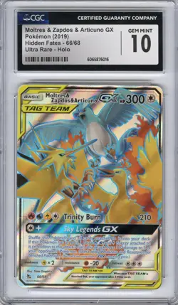 Moltres & Zapdos & Articuno GX #66/68 (Hidden Fates), Pokemon, CGC 10 (GEM MINT) - Image 1