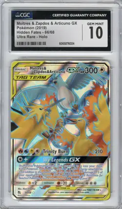 Moltres & Zapdos & Articuno GX #66/68 (Hidden Fates), Pokemon, CGC 10 (GEM MINT) - Image 1