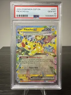 2024 POKEMON SSP EN-SURGING SPARKS #057 PIKACHU EX PSA 10 - Image 2