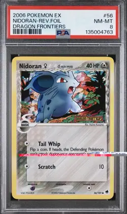 POKEMON EX DRAGON FRONTIERS NIDORAN #56 REVERSE HOLO PSA 8 NM-MT - Image 1