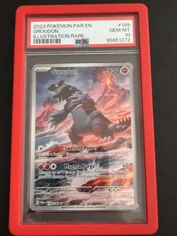 2023 Pokemon Paradox Rift Groudon Illustration Rare IR 199/182 PSA 10 Gem Mint - Image 1