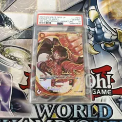 One Piece Card Game Monkey D Luffy PSA10 Oda Signed SR Parallel 1st Anniversary - Image 1