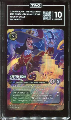 Disney Lorcana Captain Hook The Pirate King Enchanted Graded Tag 10 215/204 - Image 3