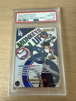2025 One Piece Promo LA Dodgers One Piece Night Monkey D Luffy PSA 10 - Image 1