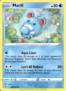 Marill 058/264 SWSH08: Fusion Strike Pokemon Card TCG - Image 1