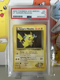 🔹PSA 9 MINT🔹Lt. Surge's Pikachu 81/132🔸2000 Gym Heroes Pokemon TCG Card - Image 1