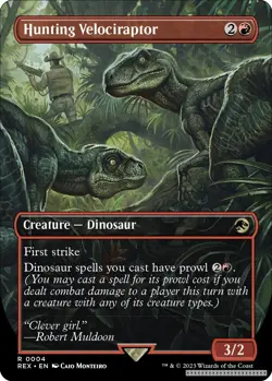 Hunting Velociraptor (Borderless) [REX - 4] - NM [Foil] TCG MTG - Image 1