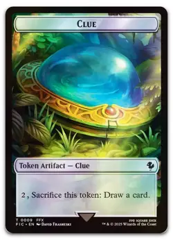 Clue // Treasure Double-Sided Token (Surge Foil) #9 // 36 NM Final Fantasy - Image 1