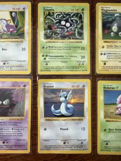 Pokemon Shadowless Base Set Lot Of Six HP Dratini Nidoran Gastly Magnemite - Image 3