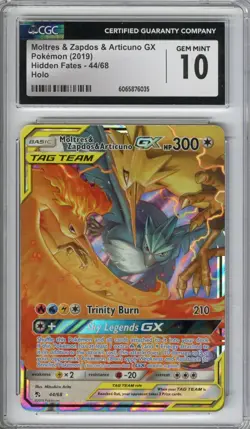 Moltres & Zapdos & Articuno GX #44/68 (Hidden Fates), Pokemon, CGC 10 (GEM MINT) - Image 1