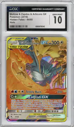 Moltres & Zapdos & Articuno GX #44/68 (Hidden Fates), Pokemon, CGC 10 (GEM MINT) - Image 1