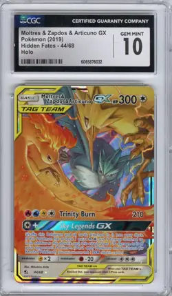 Moltres & Zapdos & Articuno GX #44/68 (Hidden Fates), Pokemon, CGC 10 (GEM MINT) - Image 1
