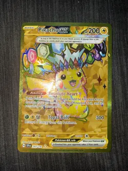 Pokemon Pikachu TCG EX Surging Sparks Holo Hyper Rare Gold - Image 1