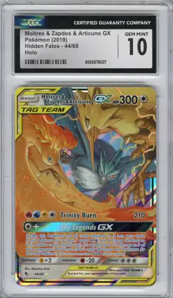 Moltres & Zapdos & Articuno GX #44/68 (Hidden Fates), Pokemon, CGC 10 (GEM MINT) - Image 1