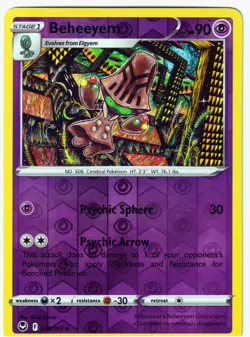 Beheeyem Uncommon SWSH12: Silver Tempest 080/195 NM Reverse Holo Pokemon TCG - Image 1