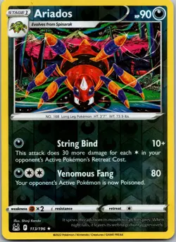 Ariados 113/196 - SWSH11: Lost Origin Pokemon NM Reverse Holofoil - Image 1