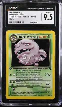 CGC 9.5 MINT+ Dark Weezing 14/82 Holo 1st Edition 2000 Pokemon Team Rocket Pop32 - Image 1