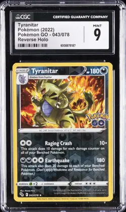 2022 POKEMON POKEMON GO - REVERSE HOLO #043/078 TYRANITAR CGC 9 - Image 1