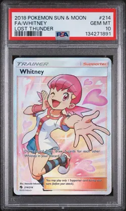Pokemon TCG Whitney 214/214 PSA 10 GEM MINT Full Art 2018 Lost Thunder Rare - Image 1