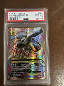 Pokemon TCG 2016 XY Evolutions M Blastoise EX Full Art 102/108 Holo PSA 10 - Image 1