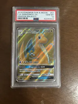 Pokemon Dragonite GX Full Art Ultra Rare 67/70 Dragon Majesty PSA 10 Holo - Image 1