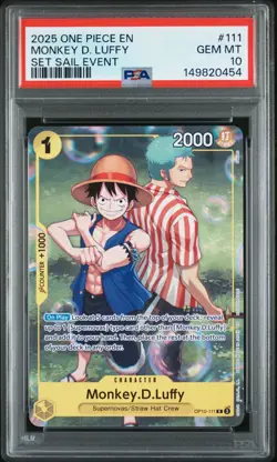 One Piece Monkey D Luffy OP10-111 Learn Together Set Sail Event Promo PSA 10 - Image 1