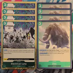 4 x One Piece Electrical Luna OP08-036 R & Zou 039 R Foil + 1x Carrot leader - Image 2