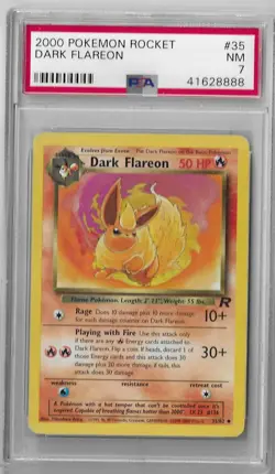 PSA 7 NM Dark Flareon 35/82 Unlimited Team Rocket 2000 Pokemon TCG Card - Image 1