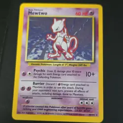 Pokemon Mewtwo Base Set Holo Rare 60 HP Card 10/102 Wizards of the Coast - Image 1