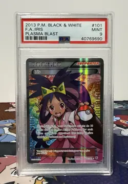 PSA 9 Pokemon Card Iris Black & White Plasma Blast Holo 101/101 Full Art Trainer - Image 1